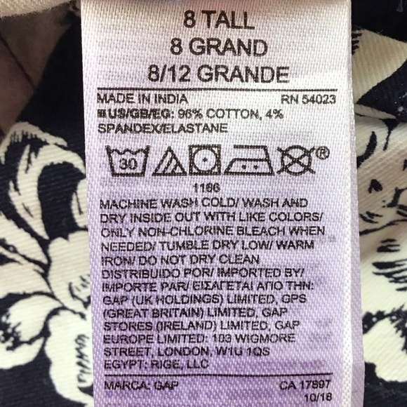 Gap Signature Skinny Ankle Khakis Blue White Floral Signature NEW - Picture 10 of 10